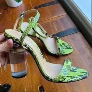 Schutz Valencia Heel in Neon Yellow Snake